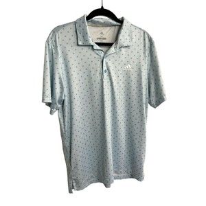 ADIDAS Golf Men's Adi-Print Polo Shirt Stretch Size Medium Baby Blue